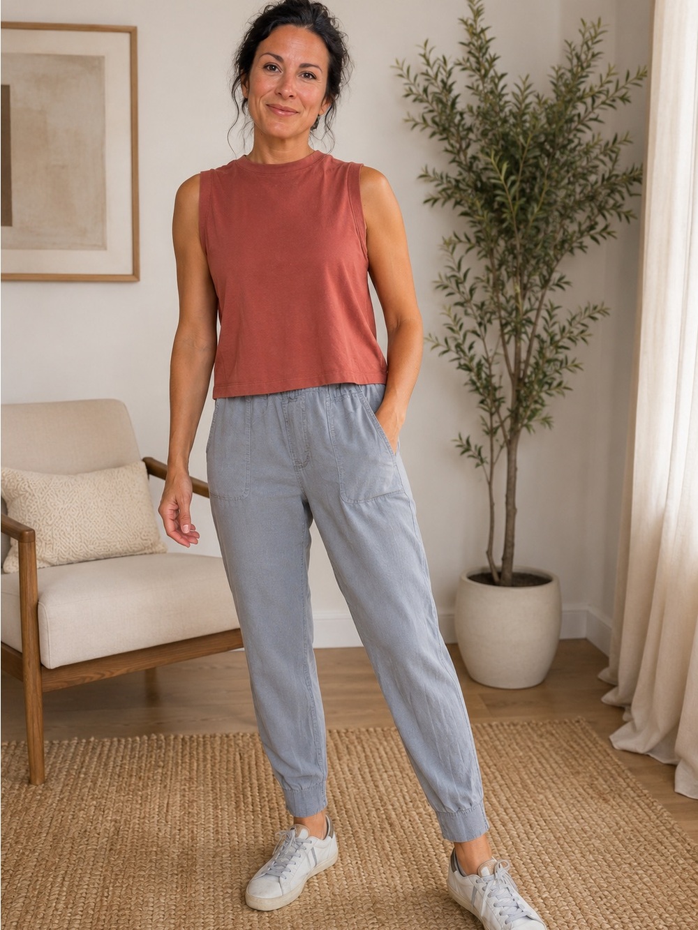 Vanilla Star Grey Jogger linen blend